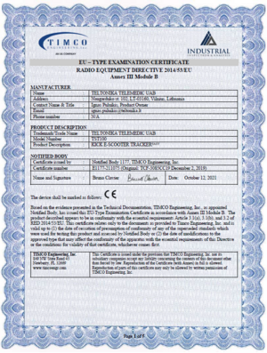 TST100 CE(RED) certificate (Segway) page 1.png