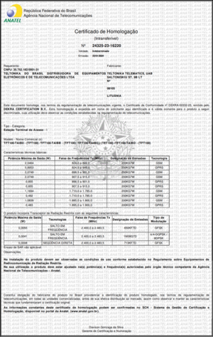 TFT100 Anatel certificate.png