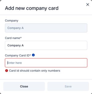 Add new company card
